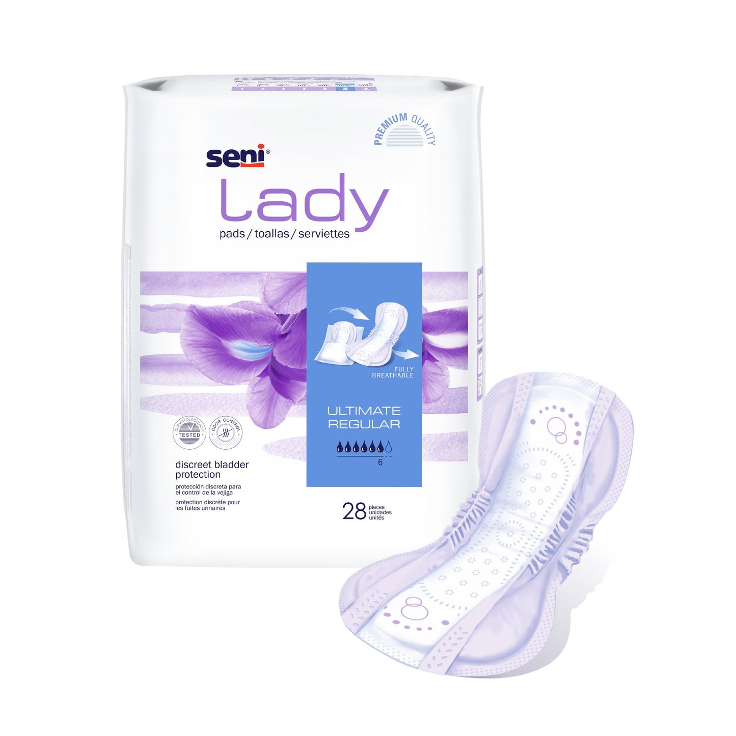 Seni® Lady Ultimate Bladder Control Pad 14.4 Inch Length Heavy Absorbency Super Absorbent Core One Size Fits Most (1222538_CS)
