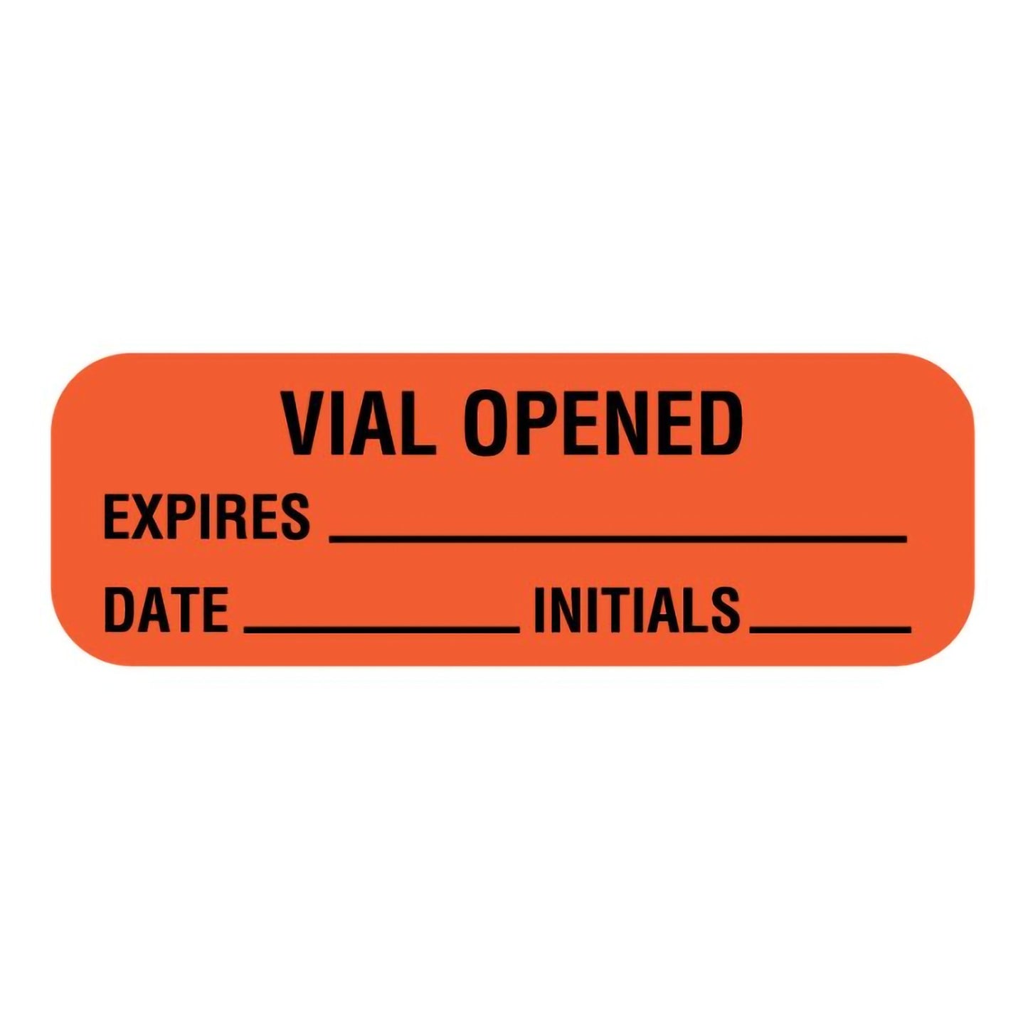 United Ad Label Pre-Printed Label Auxiliary Label Red Paper Vial Opened Expires Date Initials Black Quality Control Label 1/2 X 1-1/2 Inch (677009_RL)