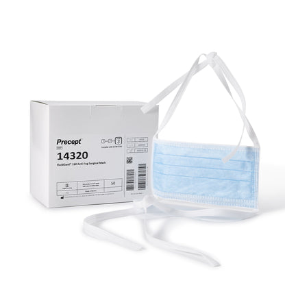 Precept® FluidGard® 160 Surgical Mask Anti-fog Foam ASTM Level 3 Tie Closure One Size Fits Most (1175042_CS)
