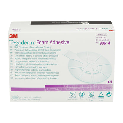 3M™ Tegaderm™ High Performance Foam Dressing 2-3/4 X 2-3/4 Inch With Border Film Backing Acrylic Adhesive Oval Sterile (695850_BX)