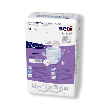 Seni® Active Super Plus Unisex Adult Absorbent Underwear Pull On with Tear Away Seams Large Disposable Heavy Absorbency (1163858_CS)