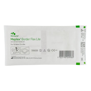 Mepilex® Border Flex Lite Thin Foam Dressing 2 X 5 Inch With Border Film Backing Silicone Adhesive Rectangle Sterile (1195995_EA)