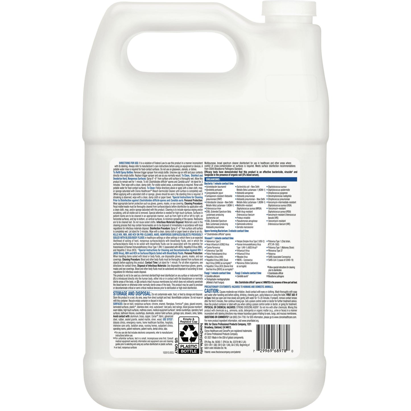 Clorox Healthcare® Bleach Germicidal Surface Disinfectant Cleaner Refill Manual Pour Liquid 1 gal. Jug Fruity Floral Bleach Scent NonSterile (272962_GL)