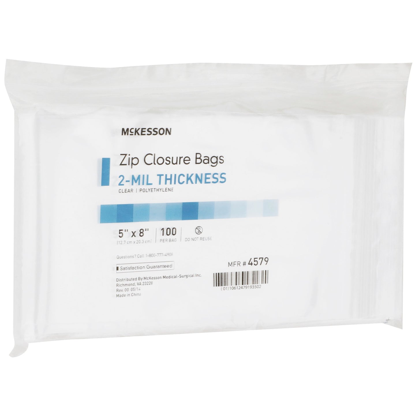 McKesson Reclosable Bag 5 X 8 Inch Polyethylene Clear Zipper Closure (1057373_CS)