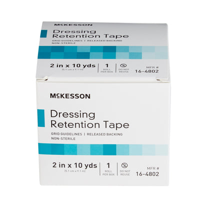 McKesson Water Resistant Dressing Retention Tape with Liner White 2 Inch X 10 Yard Nonwoven / Printed Release Paper NonSterile (1087971_BX)