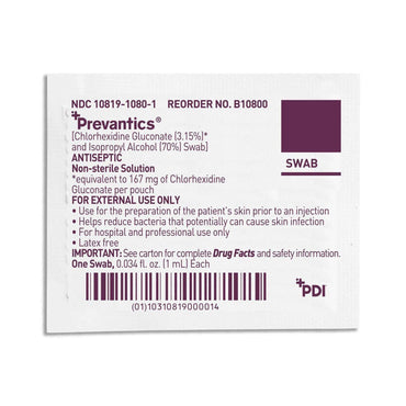 Prevantics® Antiseptic Prep Pad 3.15% / 70% Strength CHG (Chlorhexidine Gluconate) / Isopropyl Alcohol Individual Packet NonSterile (532824_CS)