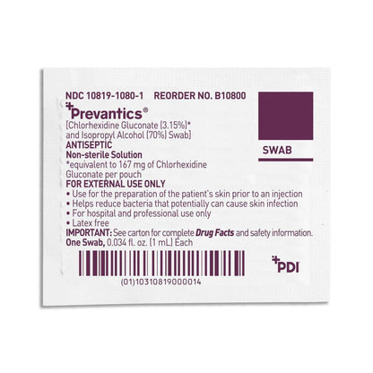 Prevantics® Antiseptic Prep Pad 3.15% / 70% Strength CHG (Chlorhexidine Gluconate) / Isopropyl Alcohol Individual Packet NonSterile (532824_CS)