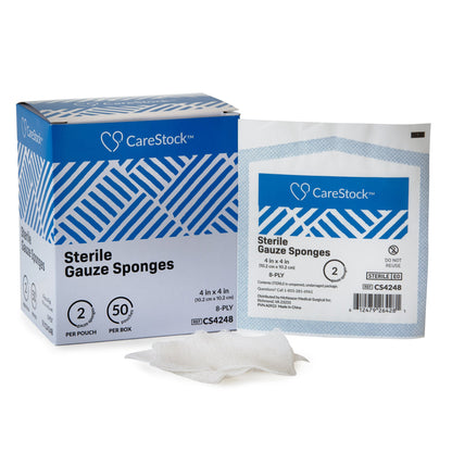 CareStock™ Gauze Sponge 4 X 4 Inch 8-Ply Sterile 2 per Pack (1242204_BX)