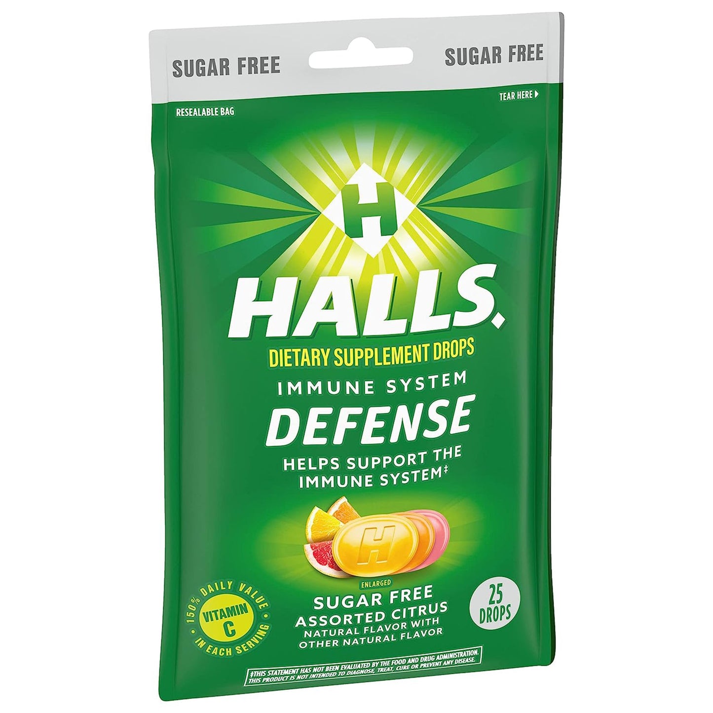 Halls® Defense Vitamin C Supplement Lozenge 25 per Bag Citrus Flavor (1231573_BG)