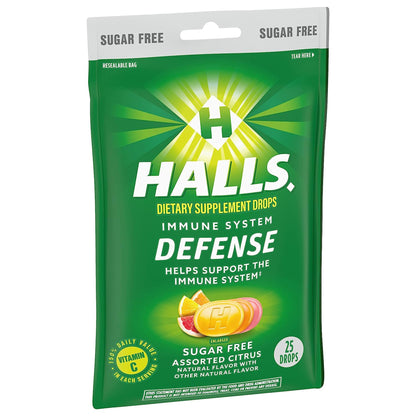 Halls® Defense Vitamin C Supplement Lozenge 25 per Bag Citrus Flavor (1231573_BG)