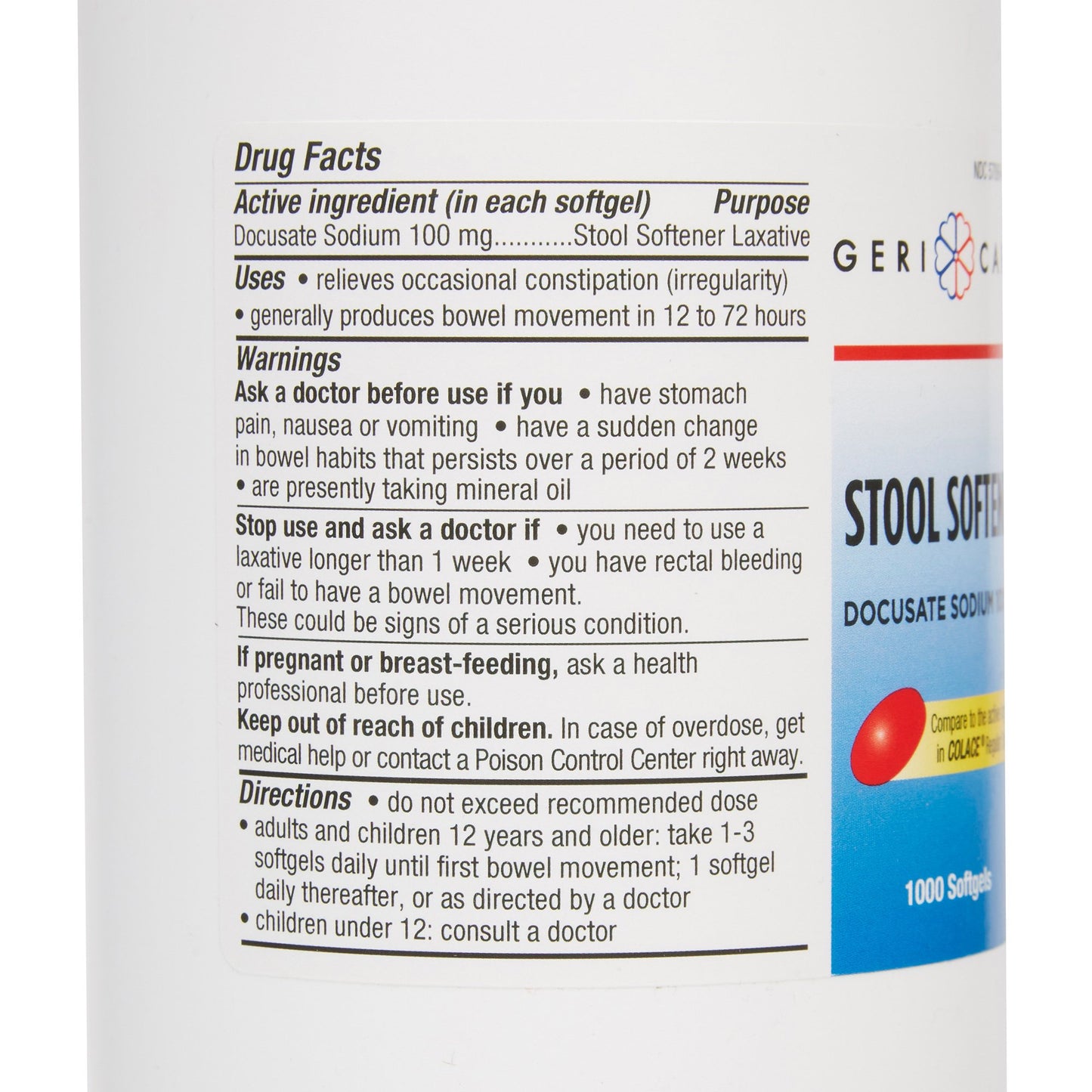 Geri-Care® Stool Softener Softgel 1,000 per Bottle 100 mg Strength Docusate Sodium (555682_CS)