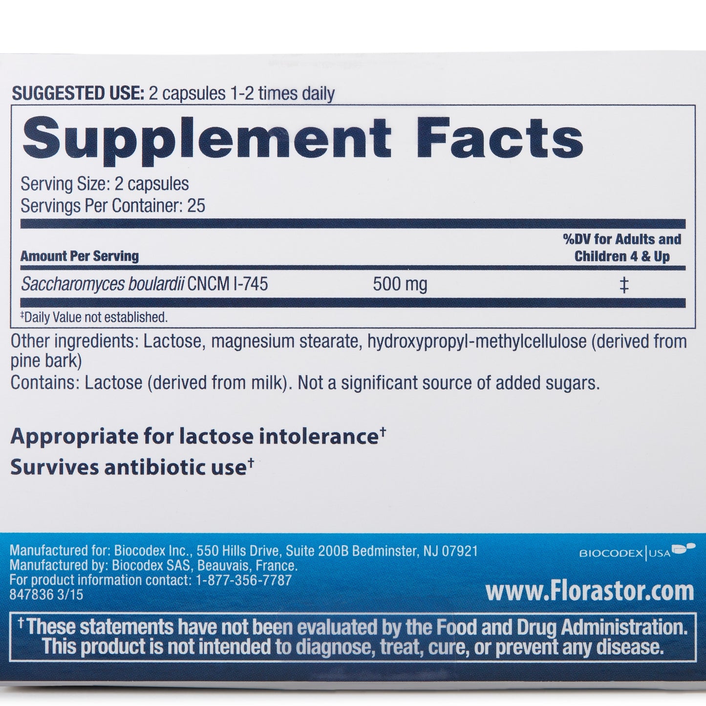 Florastor® Probiotic Dietary Supplement 50 per Bottle Capsule (582286_EA)