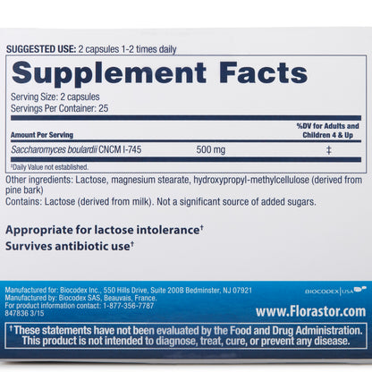 Florastor® Probiotic Dietary Supplement 50 per Bottle Capsule (582286_EA)