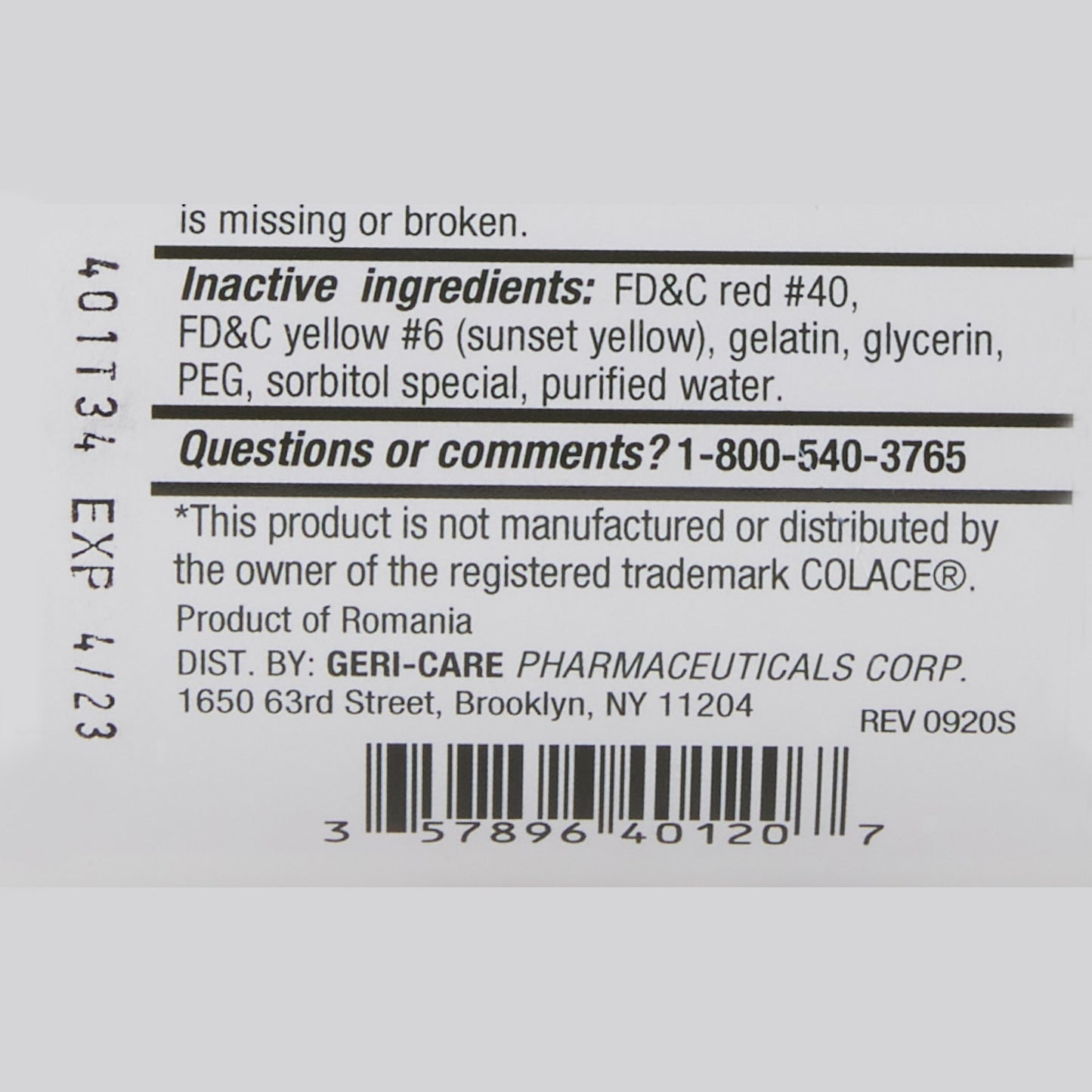 Geri-Care® Stool Softener Softgel 200 per Bottle 100 mg Strength Docusate Sodium (1190511_BT)