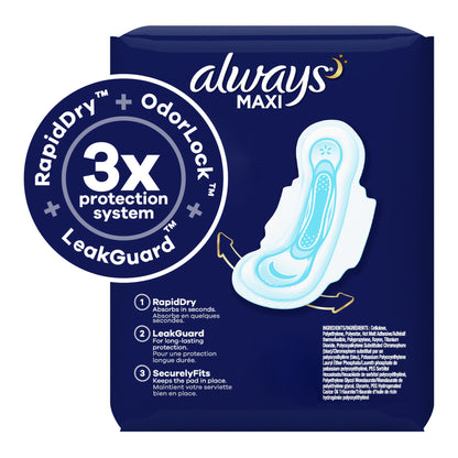 Always® Maxi Feminine Pad Overnight Heavy Absorbency (785309_PK)