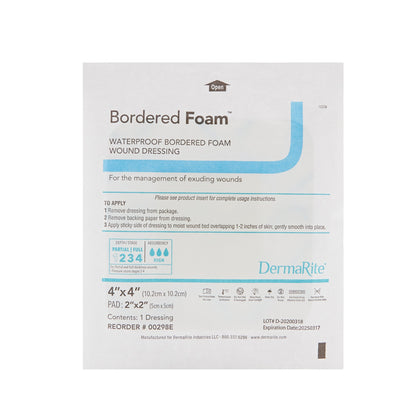 BorderedFoam® Foam Dressing 4 X 4 Inch With Border Waterproof Backing Nonacrylic Adhesive Square Sterile (727739_BX)
