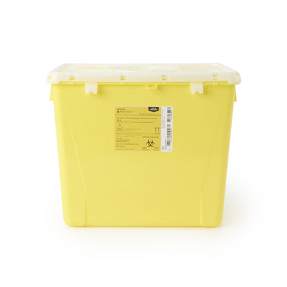 McKesson Prevent® Chemotherapy Waste Container Yellow Base 13-1/2 H X 17-3/10 W X 13 L Inch Vertical Entry 8 Gallon (854427_CS)