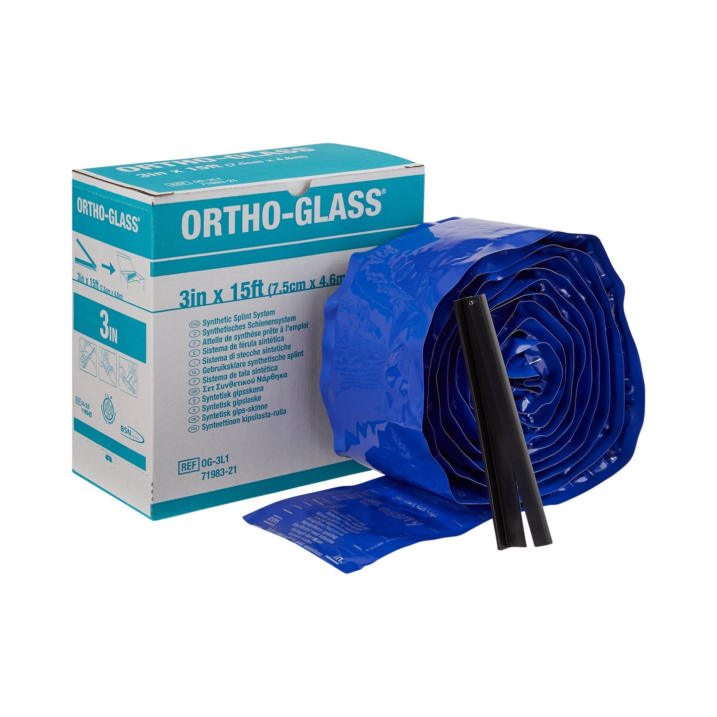 ORTHO-GLASS® Padded Splint Roll 3 Inch X 15 Foot Fiberglass White (282600_EA)