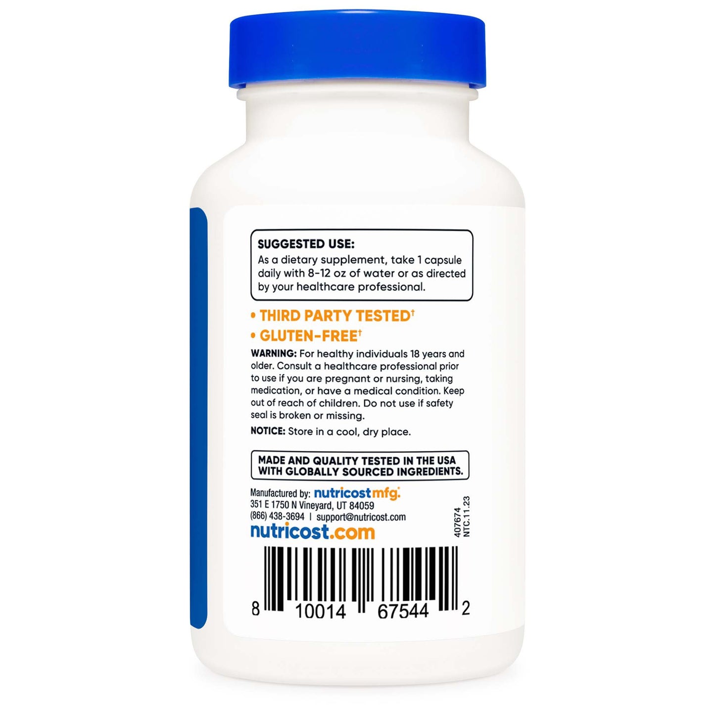 nutricost® Vitamin B2 Riboflavin Dietary Supplement Vitamin B2 400 mg Strength Capsule 120 Per Bottle (1270249_BT)