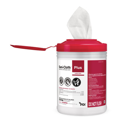 Sani-Cloth® Plus Surface Disinfectant Cleaner Premoistened Germicidal Manual Pull Wipe 160 Count Canister Alcohol Scent NonSterile (370845_BX)