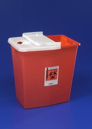 SharpSafety™ Sharps Container Red Base 18-3/4 H X 18-1/4 W X 12-3/4 D Inch Vertical Entry 12 Gallon (279131_EA)