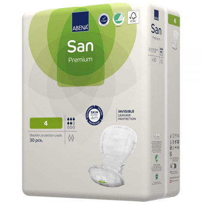 Abena® San Premium Bladder Control Pad 7.8 X 16.5 Inch Moderate Absorbency Fluff / Polymer Core Size 4 (1218216_CS)