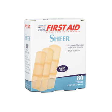 American® White Cross Adhesive Strip Assorted Sizes Plastic Assorted Shapes Sheer Sterile (1106232_BX)