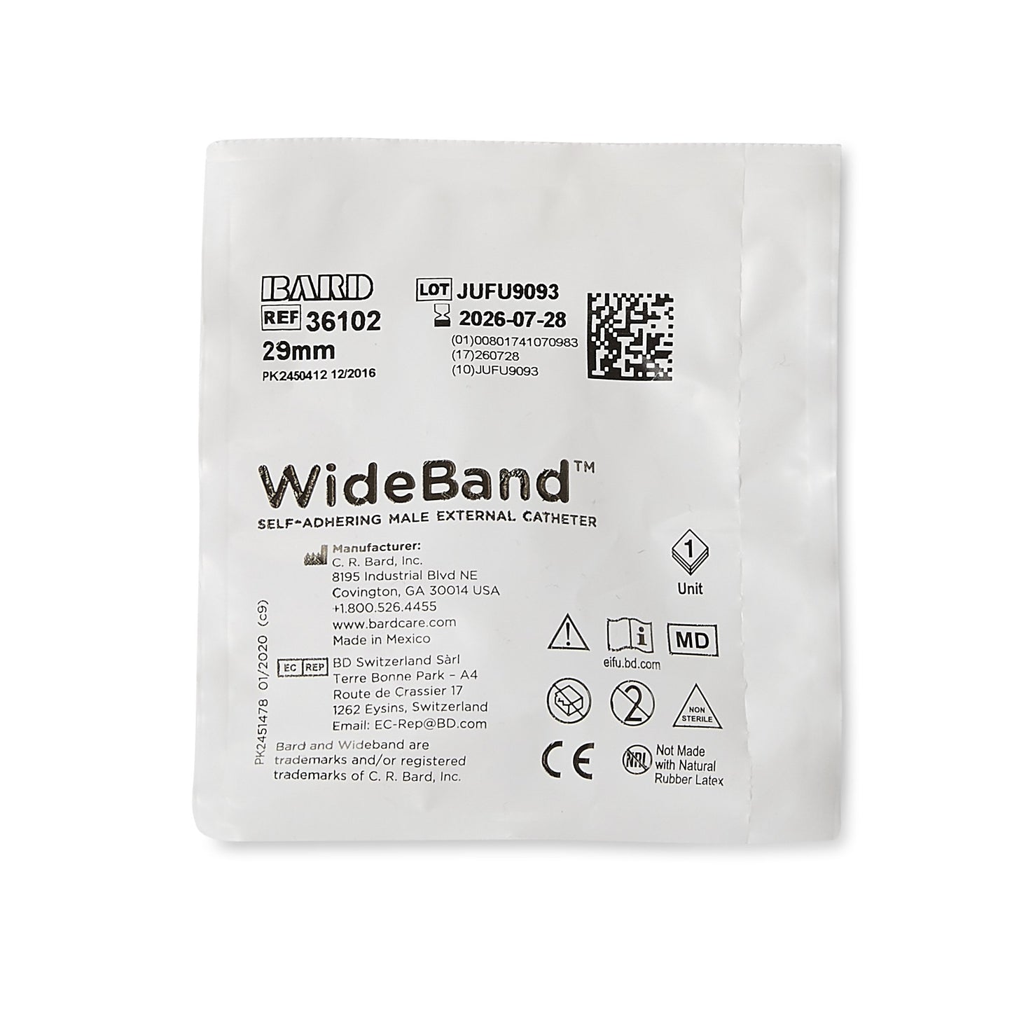 Wide Band® Male External Catheter Self-Adhesive Band Silicone Medium (334732_EA)