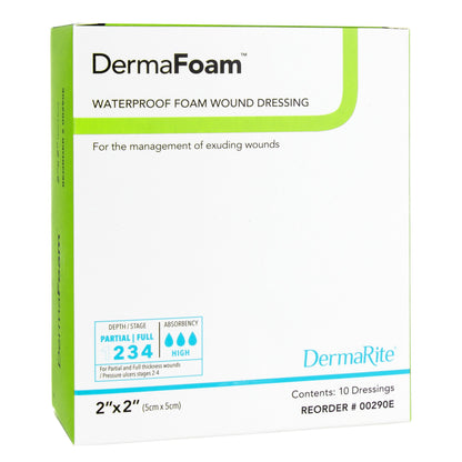 DermaFoam® Foam Dressing 2 X 2 Inch Without Border Waterproof Backing Nonadhesive Square Sterile (670774_BX)