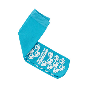 McKesson Paw Prints® Slipper Socks Unisex Adult One Size Fits Most Single Tread Single Patient Use Teal (475019_PR)