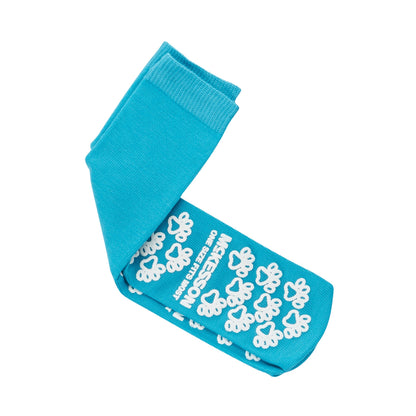 McKesson Paw Prints® Slipper Socks Unisex Adult One Size Fits Most Single Tread Single Patient Use Teal (475019_CS)