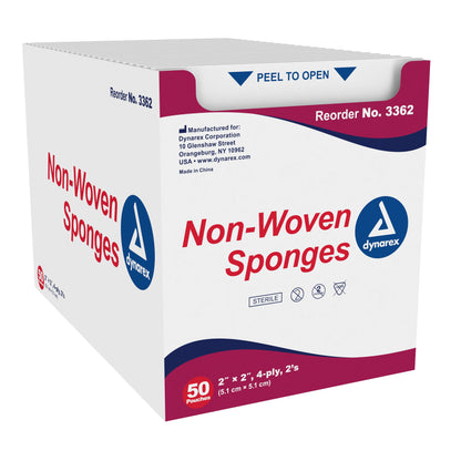 Dynarex® Nonwoven Sponge 2 X 2 Inch 4-Ply Sterile 2 per Pack (1139937_BX)