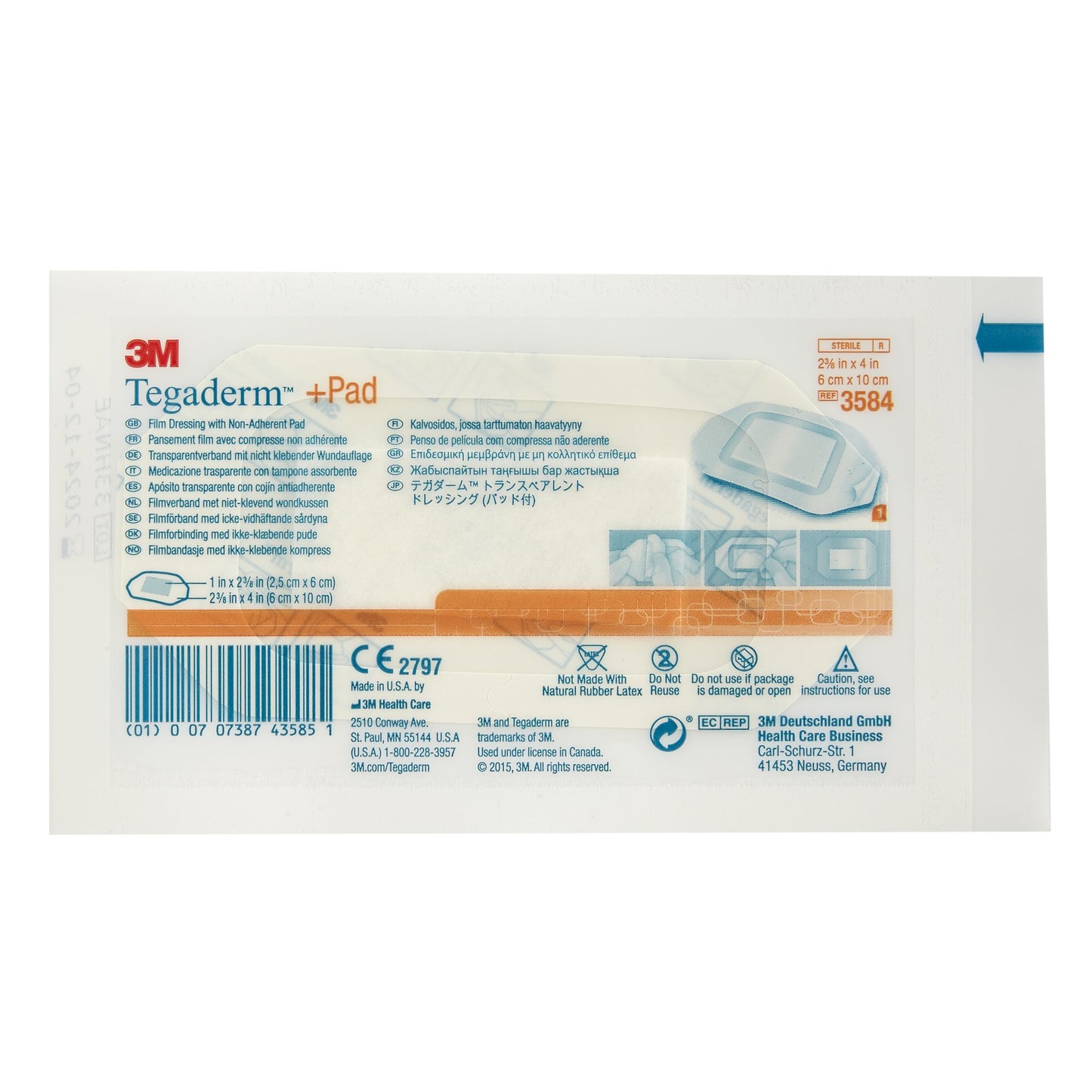 3M™ Tegaderm™ Transparent Film Dressing with Pad 2-3/8 X 4 Inch Frame Style Delivery Rectangle Sterile (311917_EA)