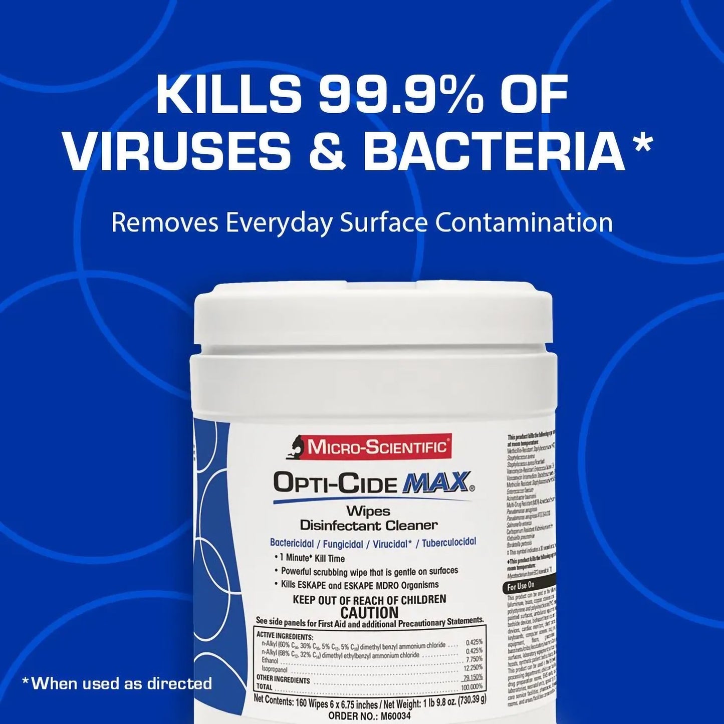 Opti-Cide® Max Surface Disinfectant Cleaner Premoistened Alcohol Based Manual Pull Wipe 160 Count Canister Alcohol Scent NonSterile (1100339_CT)