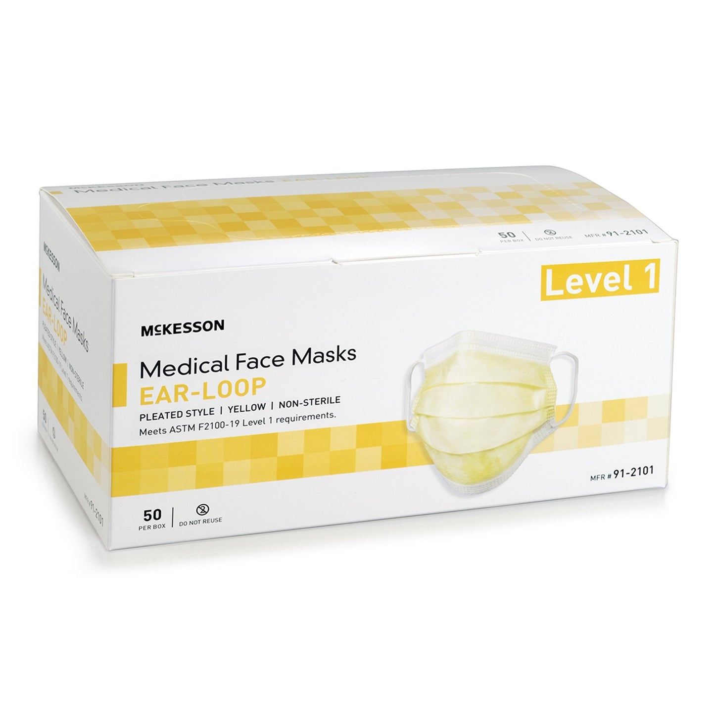 McKesson Procedure Mask ASTM Level 1 Earloops One Size Fits Most (1196782_BX)