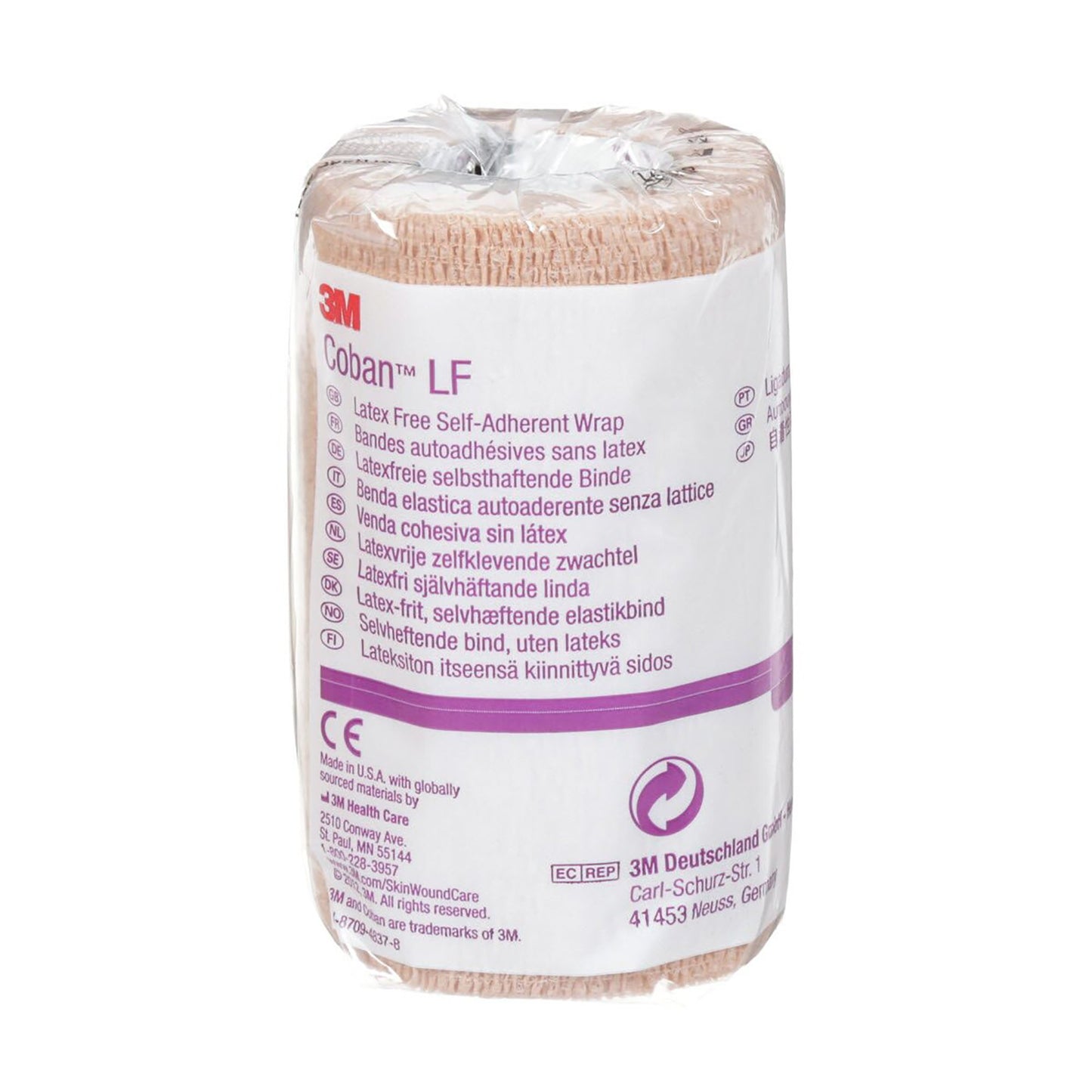 3M™ Coban™ LF Cohesive Bandage 4 Inch X 5 Yard Self-Adherent Closure Tan NonSterile Standard Compression (382060_CS)