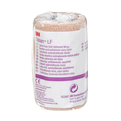 3M™ Coban™ LF Cohesive Bandage 4 Inch X 5 Yard Self-Adherent Closure Tan NonSterile Standard Compression (382060_CS)