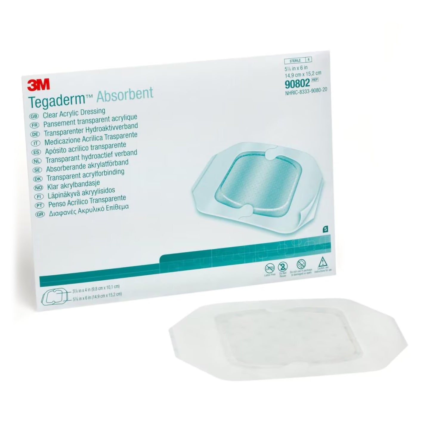 3M™ Tegaderm™ Absorbent Absorbent Transparent Film Dressing 5-7/8 X 6 Inch Rectangle Sterile (1214365_BX)