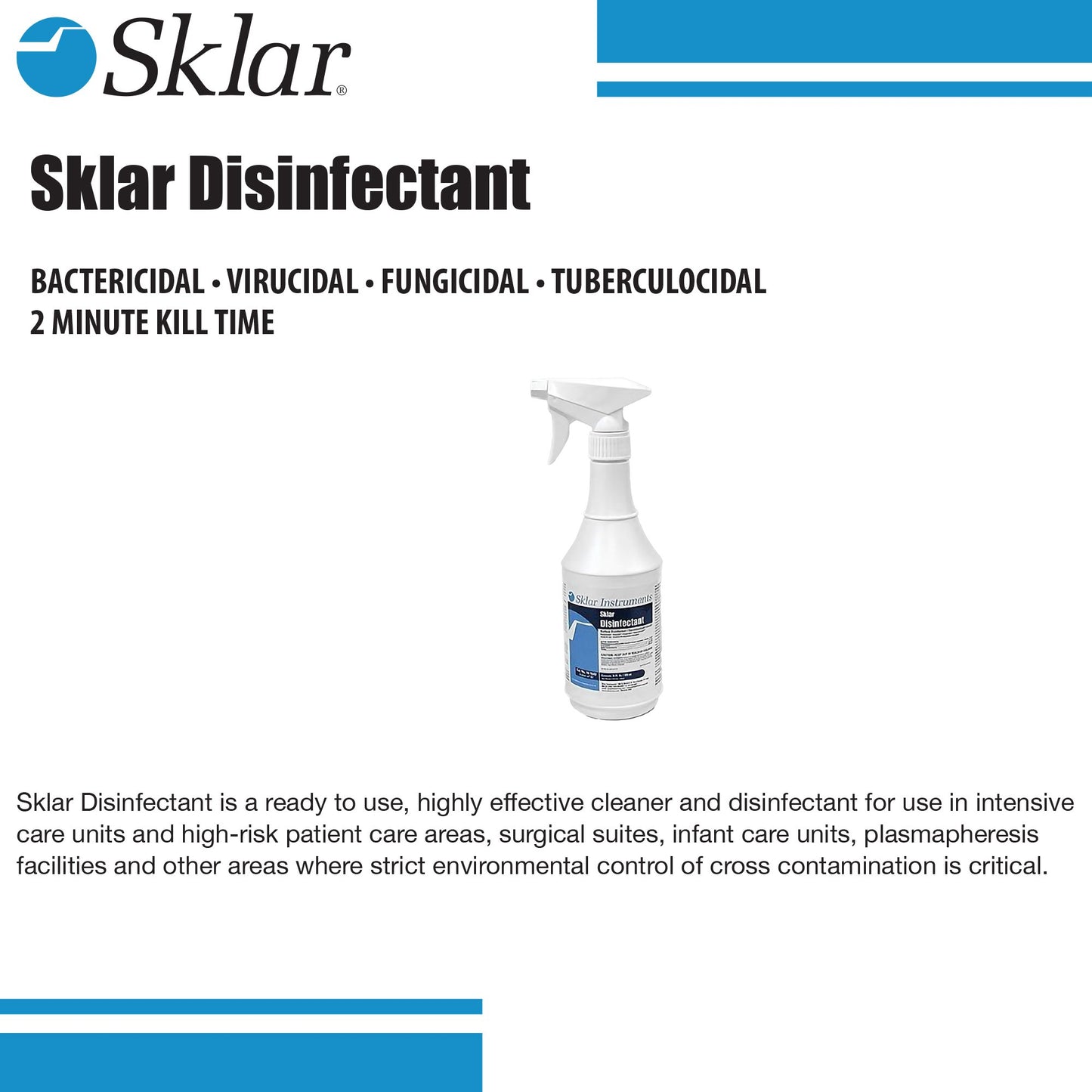 Sklar® Surface Disinfectant Cleaner Broad Spectrum Trigger Spray Liquid 24 oz. Bottle Alcohol Scent NonSterile (241094_CS)