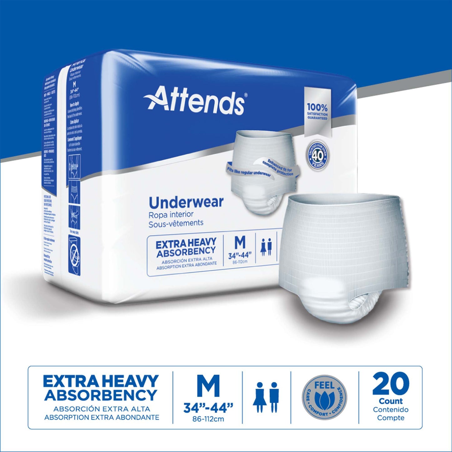 Attends® Care Unisex Adult Absorbent Underwear Pull On with Tear Away Seams Medium Disposable Heavy Absorbency (771656_CS)