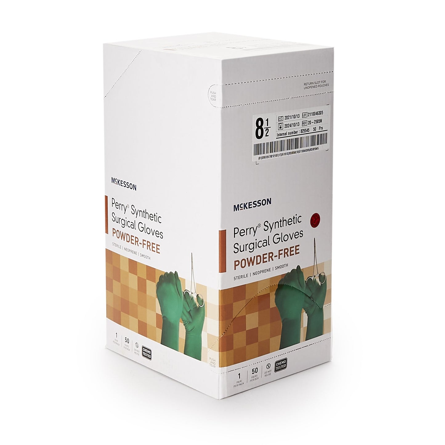 McKesson Perry® Performance Plus Surgical Glove Size 8.5 Sterile Polychloroprene Standard Cuff Length Smooth Dark Green Chemo Tested (1044741_PR)