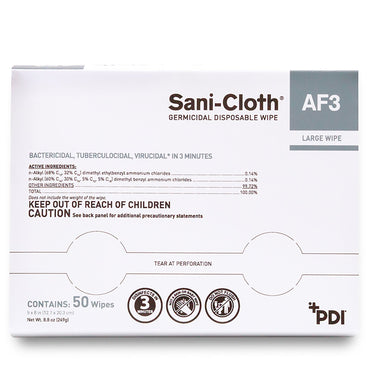 Sani-Cloth® AF3 Surface Disinfectant Cleaner Premoistened Germicidal Manual Pull Wipe 50 Count Individual Packet Unscented NonSterile (824245_CS)