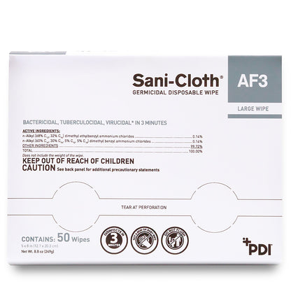 Sani-Cloth® AF3 Surface Disinfectant Cleaner Premoistened Germicidal Manual Pull Wipe 50 Count Individual Packet Unscented NonSterile (824245_EA)