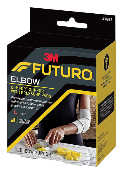 3M™ Futuro™ Elbow Support with Pressure Pads Large Pull-On / Hook and Loop Strap Closure Sleeve Left or Right Elbow 11 to 12 Inch Elbow Circumference Gray (971908_EA)
