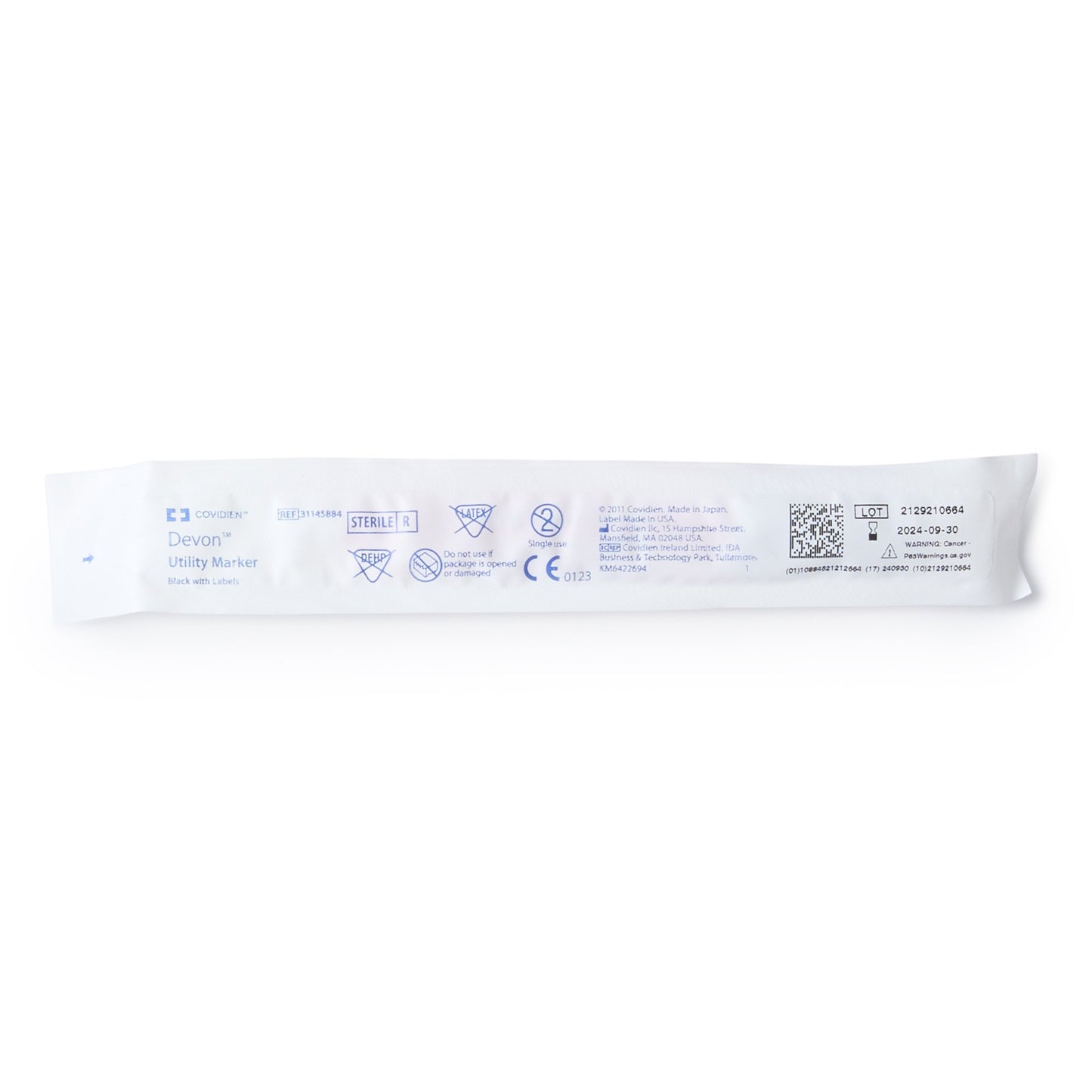 Devon™ Medical Utility Marker with Labels Permanent Black Ink Sterile Full Size Fine Tip (184747_CS)