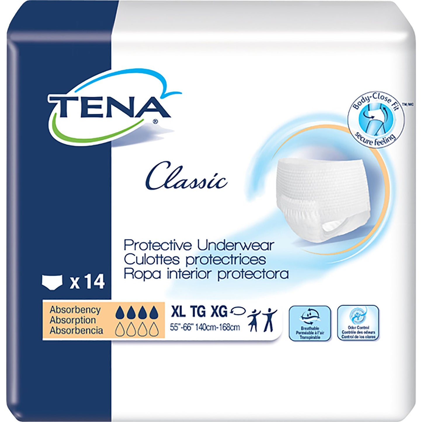TENA® Classic Unisex Adult Absorbent Underwear Pull On with Tear Away Seams X-Large Disposable Moderate Absorbency (959417_CS)