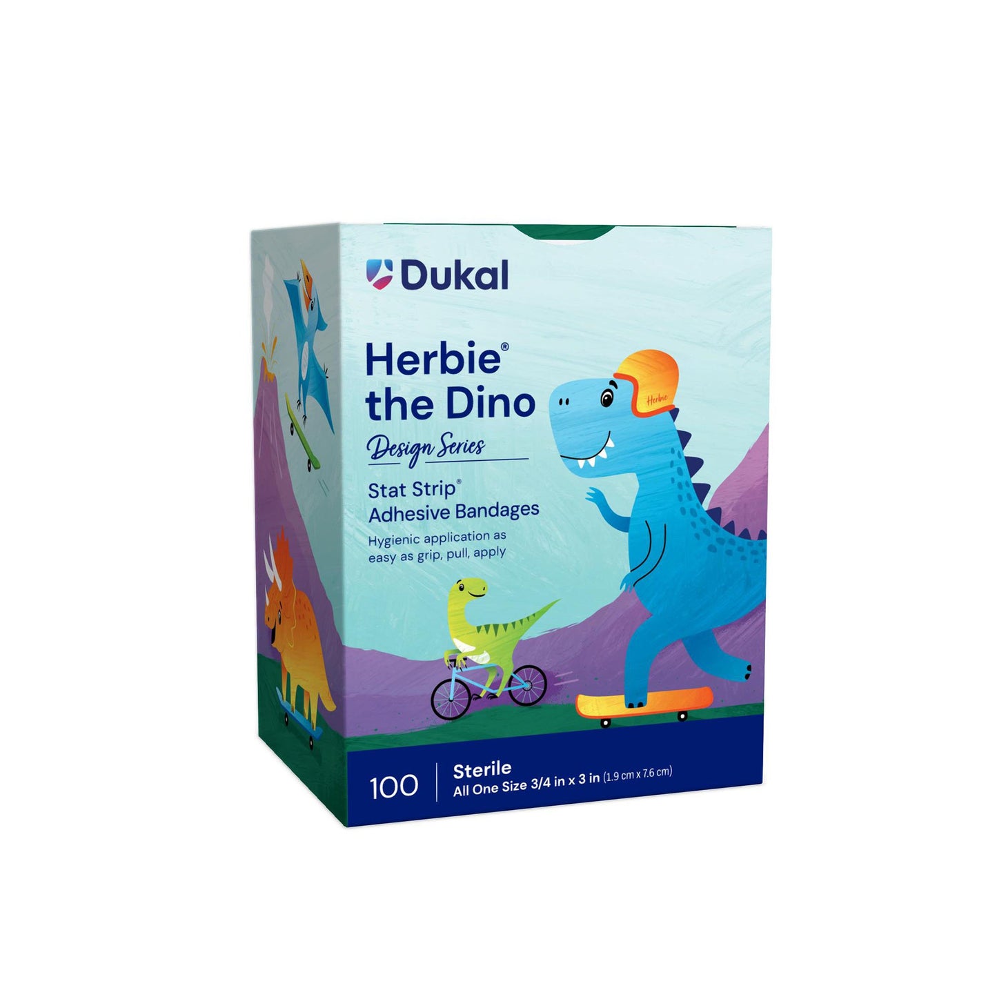 Designer Series with Stat Strip® Technology Adhesive Strip 3/4 X 3 Inch Plastic Rectangle Kid Design (Herbie the Dinosaur) Sterile (296236_CS)