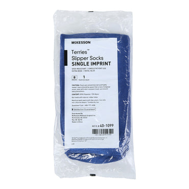 McKesson Terries™ Slipper Socks Unisex Adult Bariatric / X-Wide Single Tread Single Patient Use Royal Blue (480453_PR)