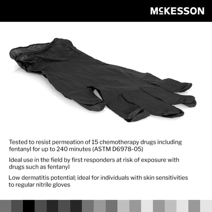 McKesson Confiderm® LDC Exam Glove Large NonSterile Nitrile Standard Cuff Length Fully Textured Black Chemo Tested / Fentanyl Tested (1159335_CS)