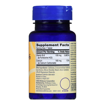 Foster & Thrive™ Vitamin Supplement Vitamin B6 100 mg Strength Tablet 100 per Bottle (1238899_BT)